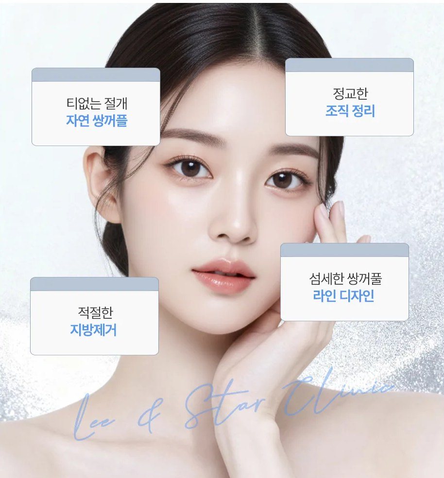 여성 모델 얼굴과 특징 안내 카드