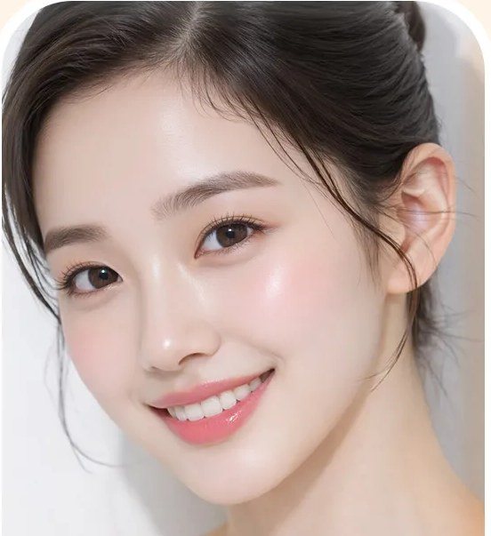가운데 여성 모델 얼굴 클로즈업