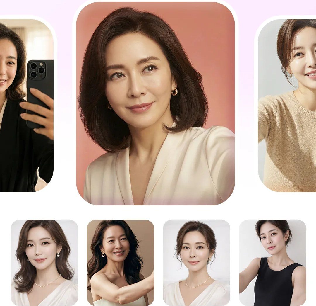 다양한 연령대 여성 모델들의 프로필 및 셀카 사진 모음