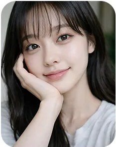 턱을 괴고 미소 짓는 여성