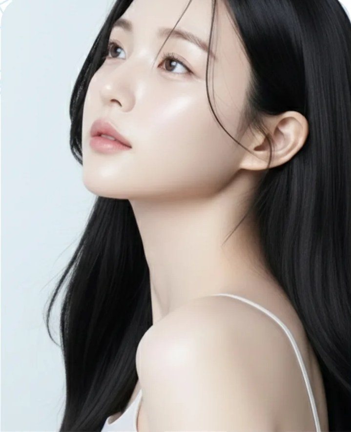 목선과 턱선이 드러난 여성의 옆모습 사진