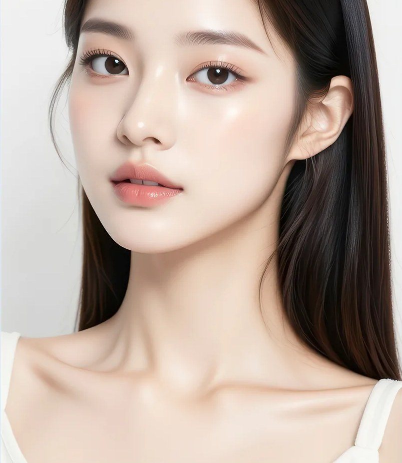 깨끗한 피부의 여성 모델 얼굴과 상반신