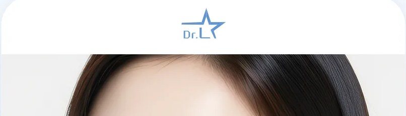 Dr.L 로고가 있는 카드 형태의 인물 사진 상단부